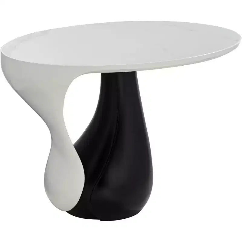 Table basse ovale moderne noire Studio 55D Dali Melt 70 x 44 cm Plateau et côté en marbre blanc pour salon, chambre, maison