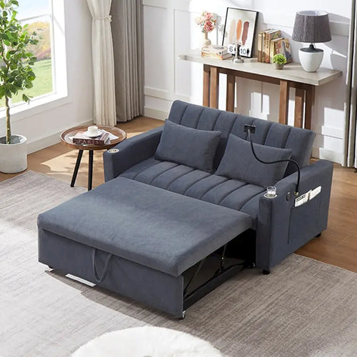 Canapé-lit convertible causeuse de 55,9 po avec trois ports USB