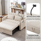 Canapé-lit convertible causeuse de 55,9 po avec trois ports USB