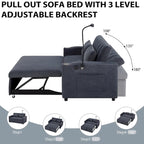 Canapé-lit convertible causeuse de 55,9 po avec trois ports USB