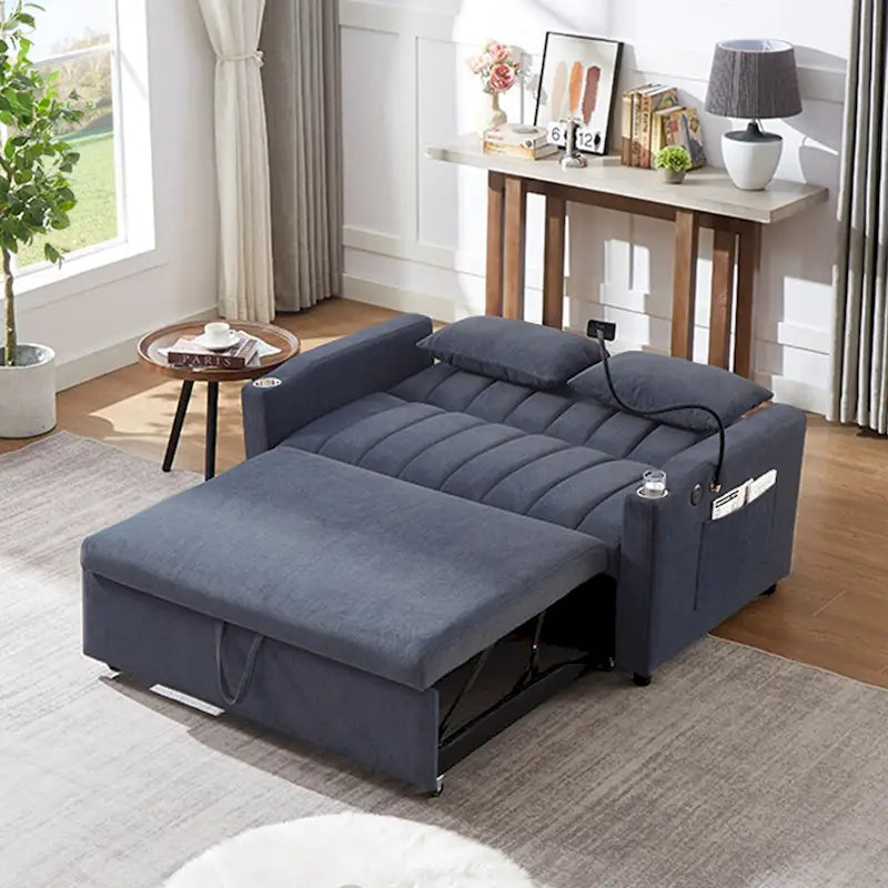 Canapé-lit convertible causeuse de 55,9 po avec trois ports USB