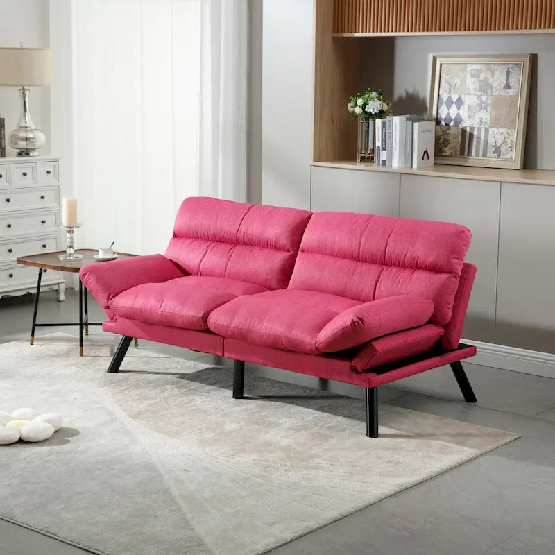 Canapé-lit convertible COOLMORE en lin/micro-daim/tissu peluche avec pieds en métal