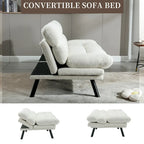 Canapé-lit convertible COOLMORE en lin/micro-daim/tissu peluche avec pieds en métal