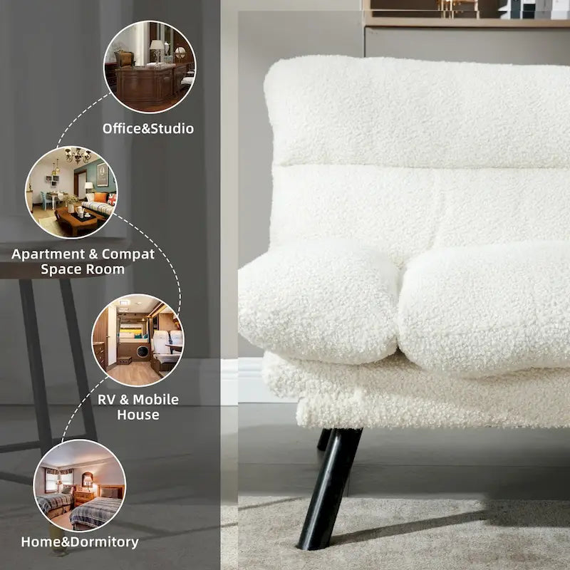 Canapé-lit convertible COOLMORE en lin/micro-daim/tissu peluche avec pieds en métal