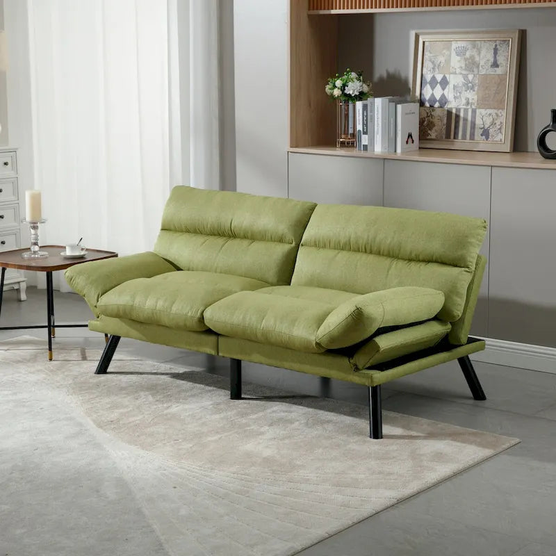Canapé-lit convertible COOLMORE en lin/micro-daim/tissu peluche avec pieds en métal