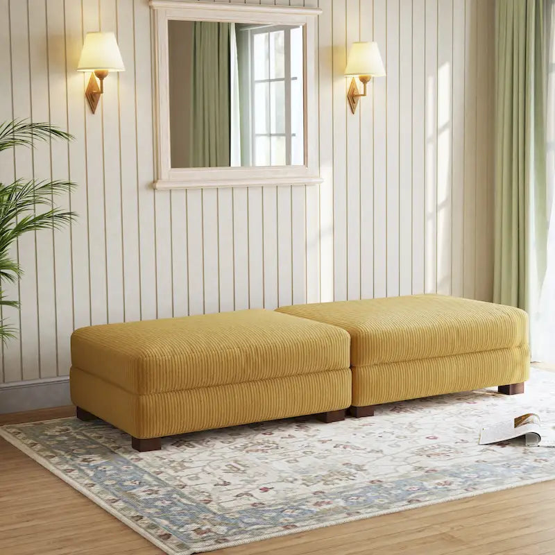 Lot de 2 poufs en velours côtelé