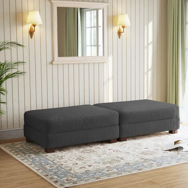 Lot de 2 poufs en velours côtelé