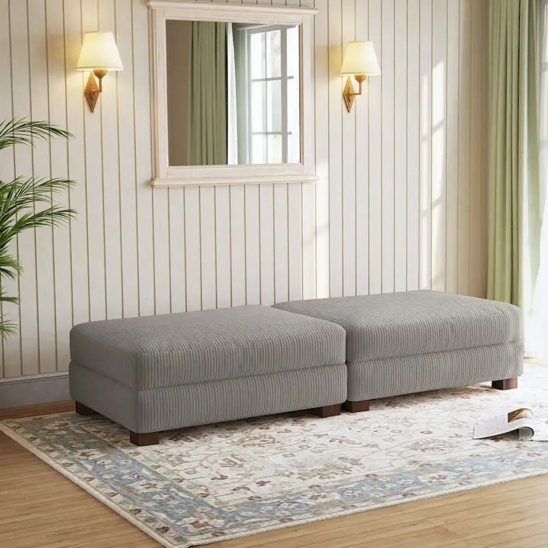 Lot de 2 poufs en velours côtelé