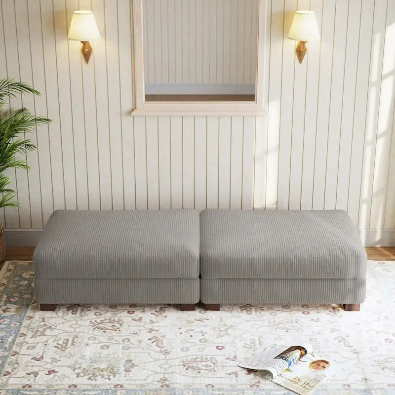 Lot de 2 poufs en velours côtelé