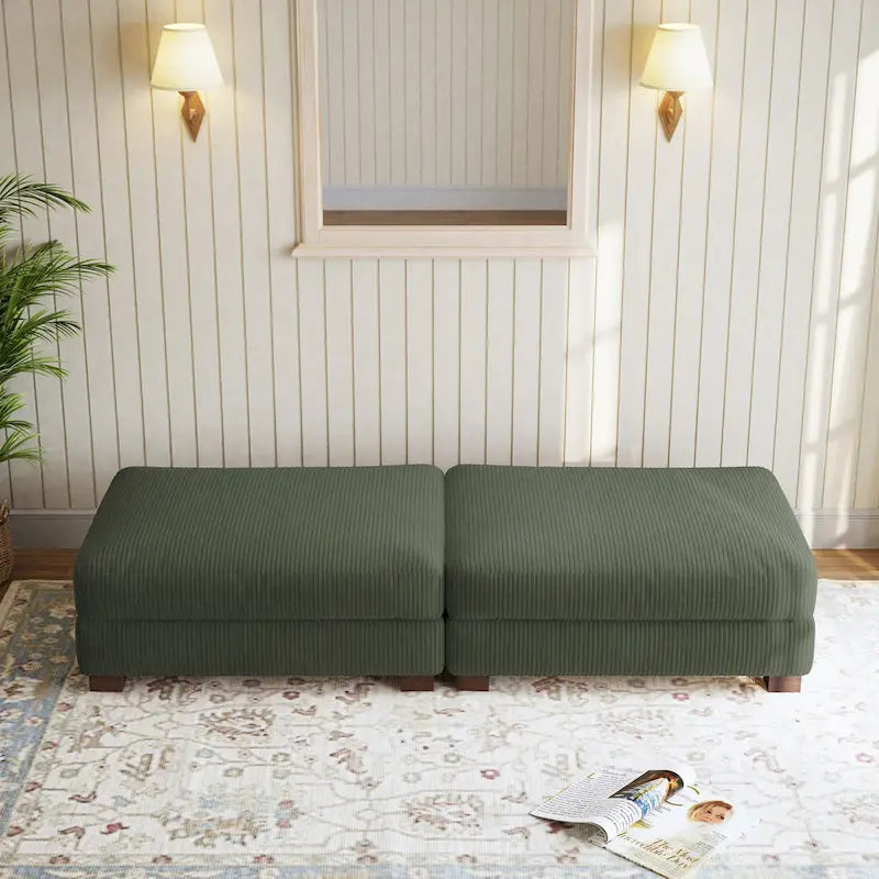 Lot de 2 poufs en velours côtelé