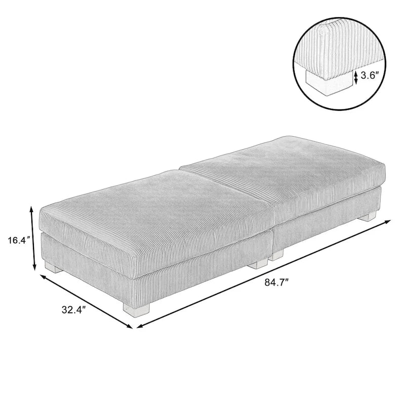 Lot de 2 poufs en velours côtelé