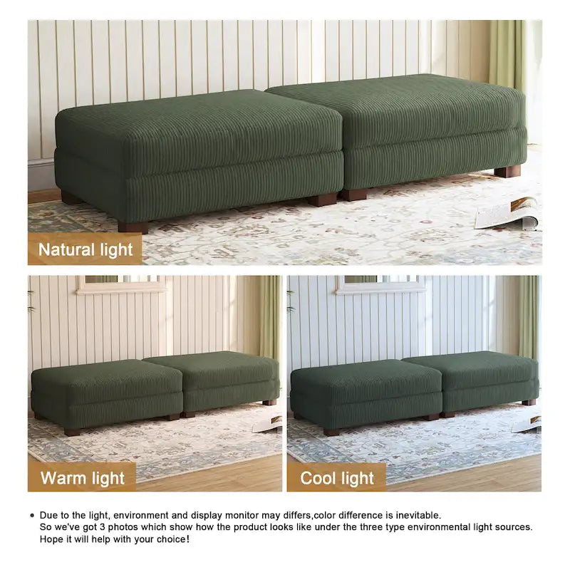 Lot de 2 poufs en velours côtelé
