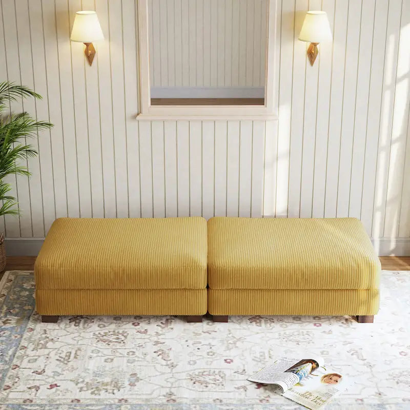 Lot de 2 poufs en velours côtelé