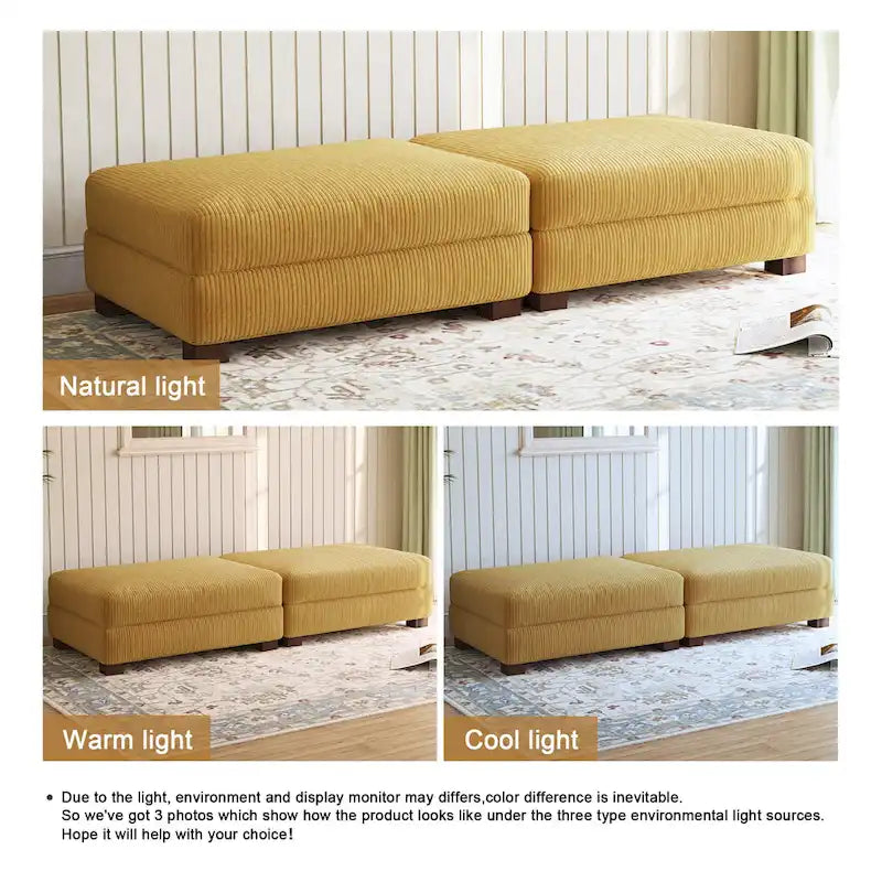 Lot de 2 poufs en velours côtelé