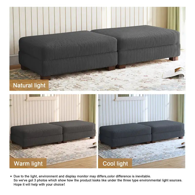Lot de 2 poufs en velours côtelé
