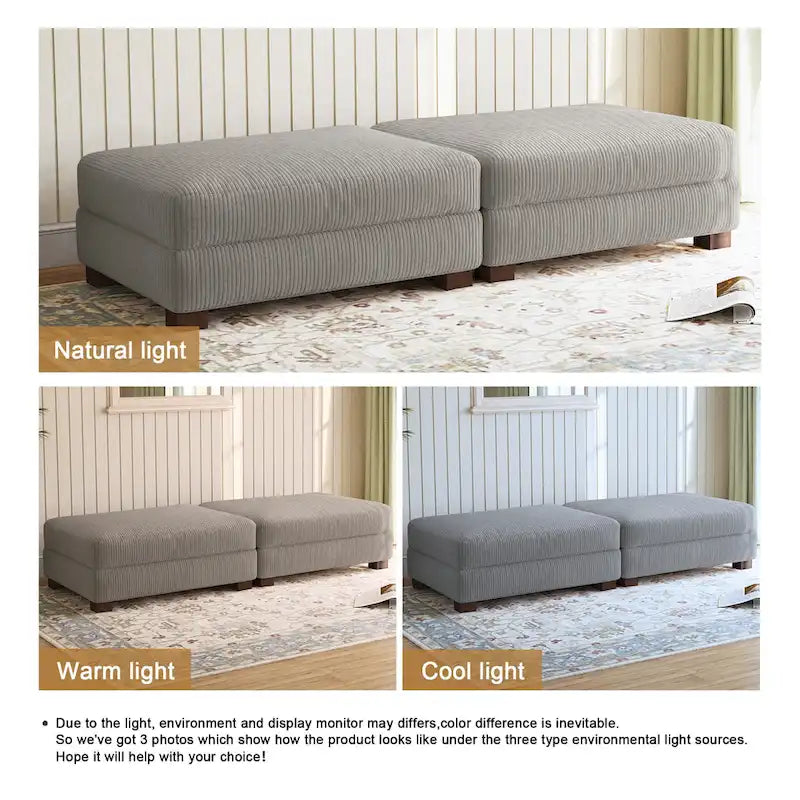 Lot de 2 poufs en velours côtelé