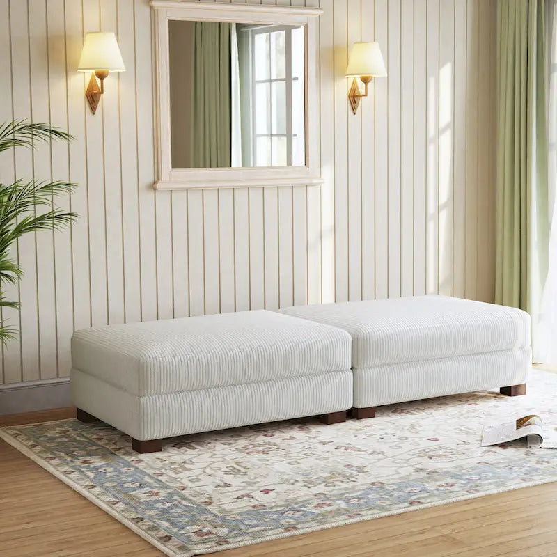 Lot de 2 poufs en velours côtelé