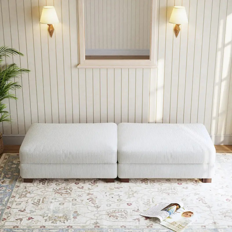 Lot de 2 poufs en velours côtelé
