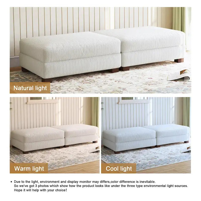 Lot de 2 poufs en velours côtelé