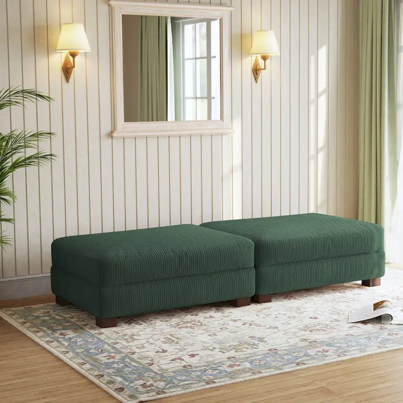 Lot de 2 poufs en velours côtelé