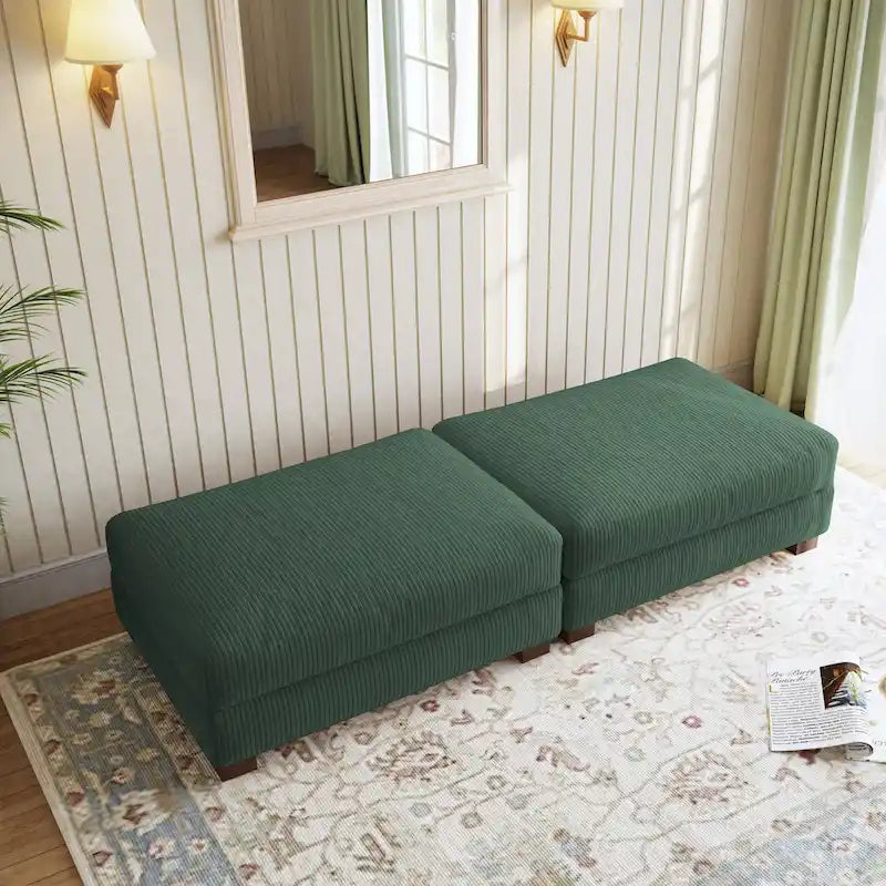 Lot de 2 poufs en velours côtelé