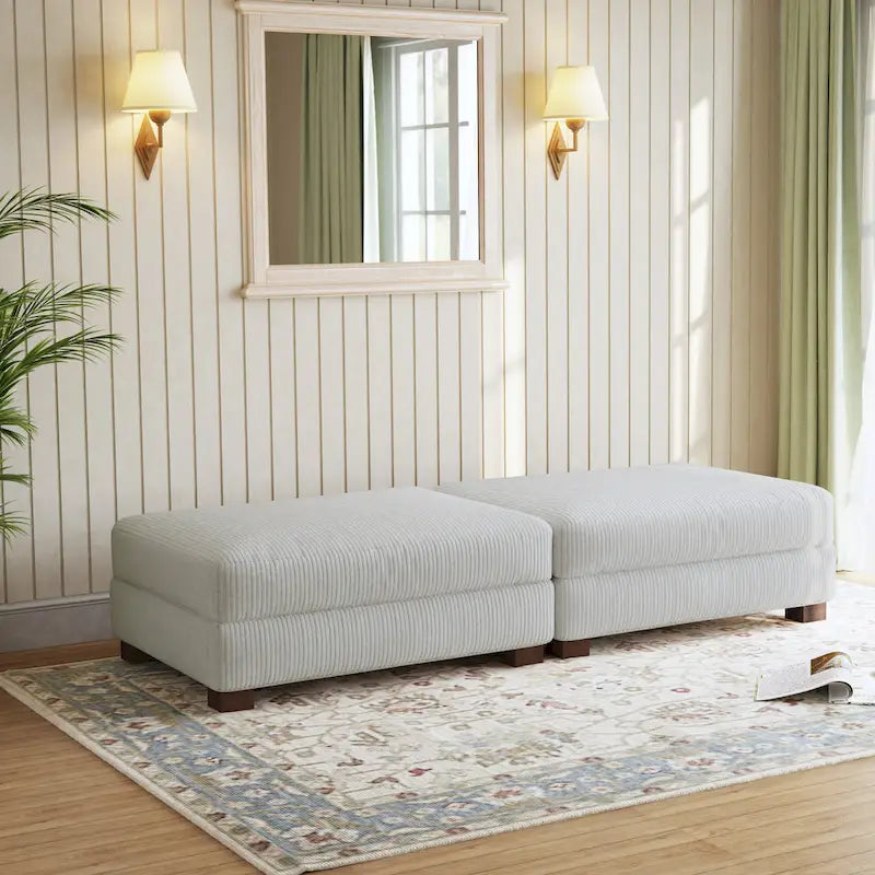 Lot de 2 poufs en velours côtelé