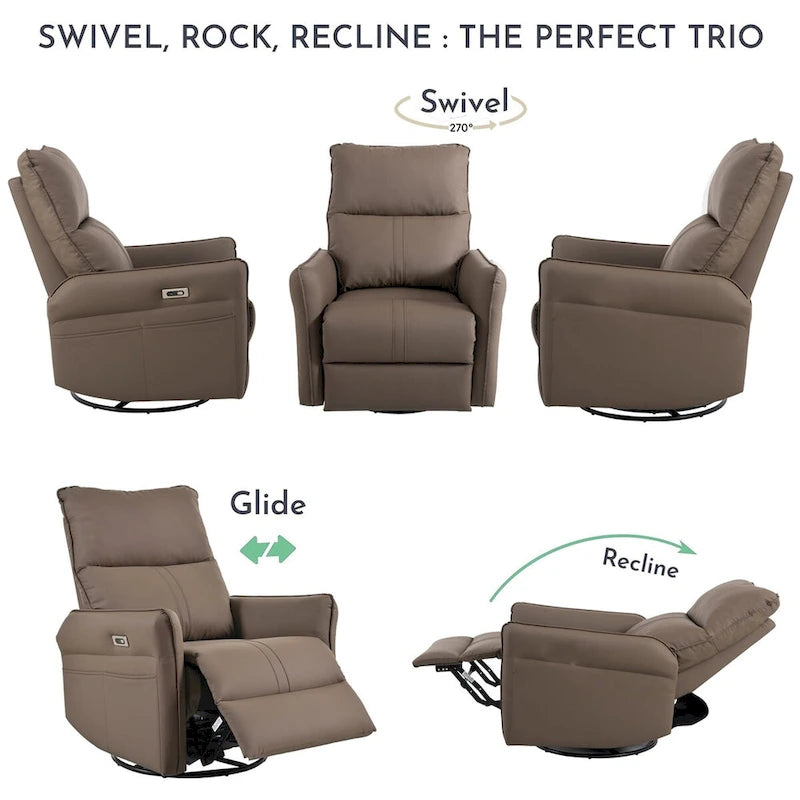 Fauteuil inclinable pivotant et berçant MERAX 270 avec ports USB