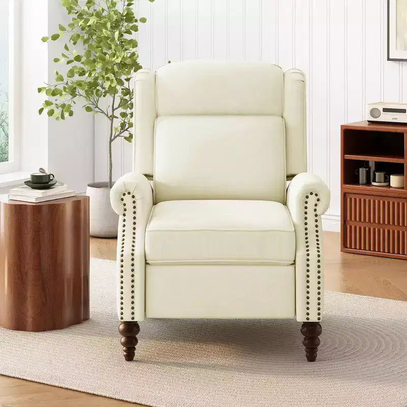 Fauteuil inclinable 30W à oreilles et pieds en bois en forme de calebasse - ModernLuxe