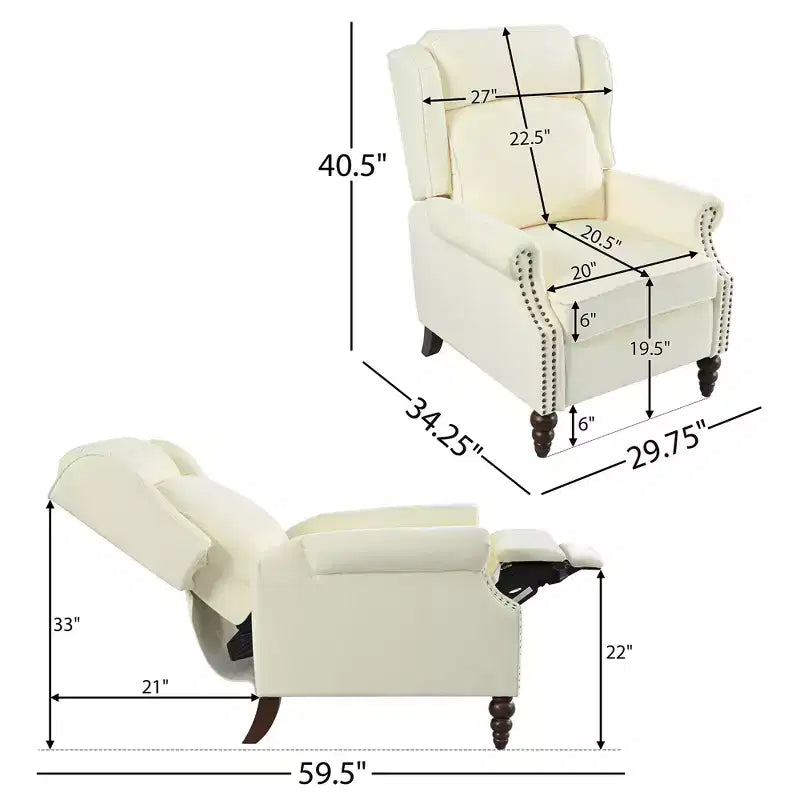 Fauteuil inclinable 30W à oreilles et pieds en bois en forme de calebasse - ModernLuxe