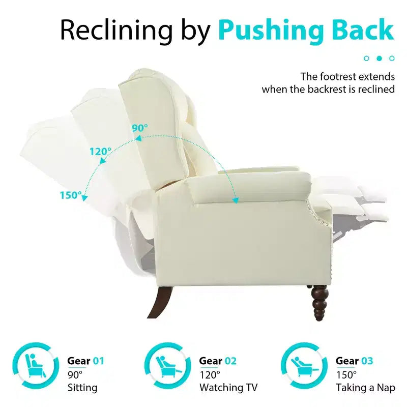 Fauteuil inclinable 30W à oreilles et pieds en bois en forme de calebasse - ModernLuxe
