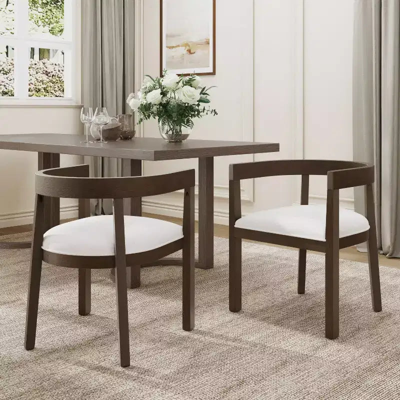 Chaises de salle à manger GDFStudio Vande en bois tapissé de tissu (lot de 2)