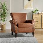 Fauteuil club en similicuir à têtes de clou