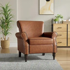 Fauteuil club en similicuir à têtes de clou