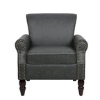 Fauteuil club en similicuir à têtes de clou