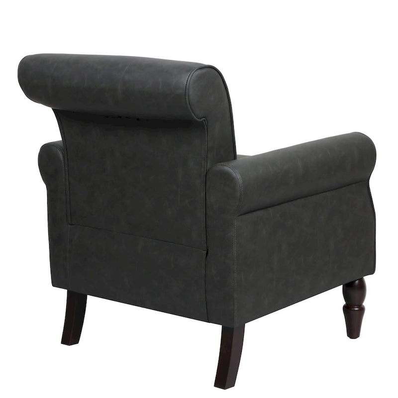 Fauteuil club en similicuir à têtes de clou