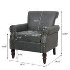 Fauteuil club en similicuir à têtes de clou