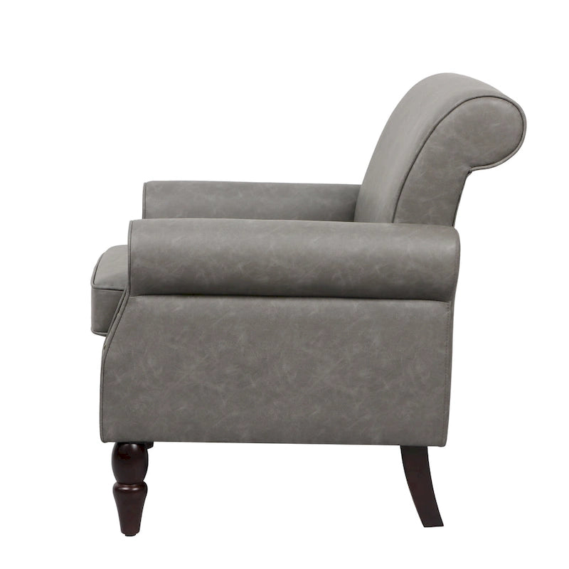 Fauteuil club en similicuir à têtes de clou