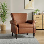 Fauteuil club en similicuir à têtes de clou