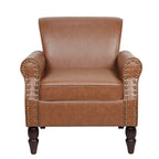 Fauteuil club en similicuir à têtes de clou