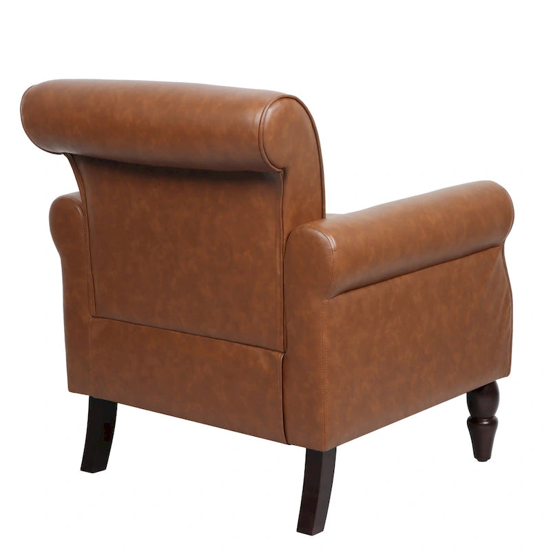 Fauteuil club en similicuir à têtes de clou