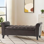 Banc de rangement capitonné moderne et élégant avec plateau relevable