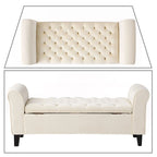Banc de rangement capitonné moderne et élégant avec plateau relevable