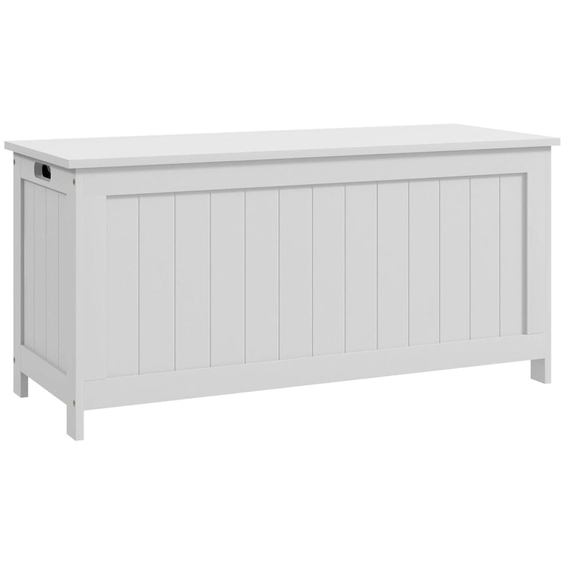 HOMCOM Coffre de rangement, Caisse en bois avec 2 charnières de sécurité et poignées découpées, Coffre de rangement moderne pour salon, entrée