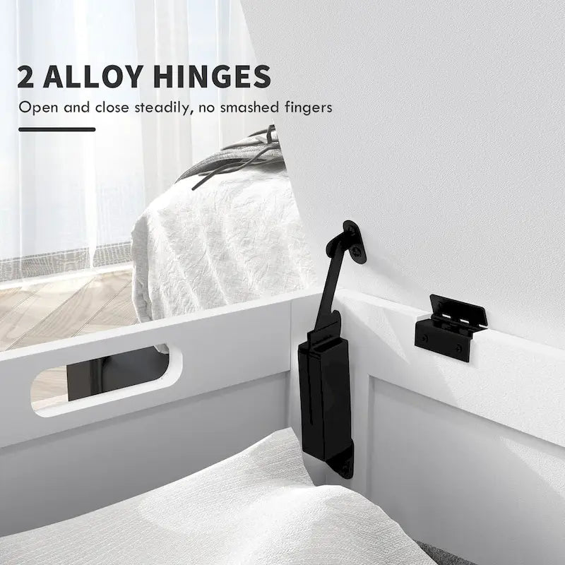 HOMCOM Coffre de rangement, Caisse en bois avec 2 charnières de sécurité et poignées découpées, Coffre de rangement moderne pour salon, entrée