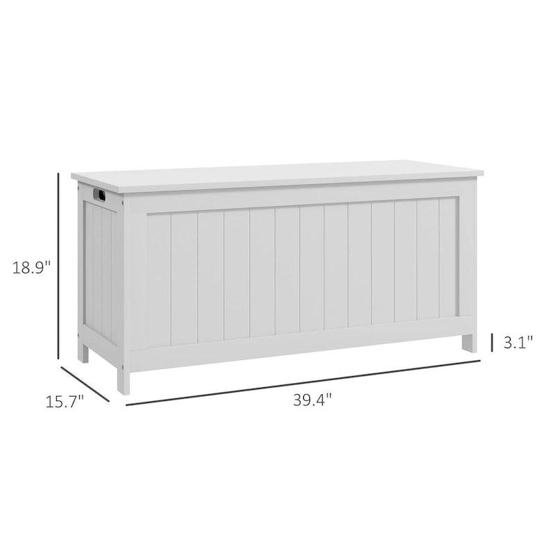 HOMCOM Coffre de rangement, Caisse en bois avec 2 charnières de sécurité et poignées découpées, Coffre de rangement moderne pour salon, entrée