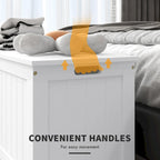 HOMCOM Coffre de rangement, Caisse en bois avec 2 charnières de sécurité et poignées découpées, Coffre de rangement moderne pour salon, entrée