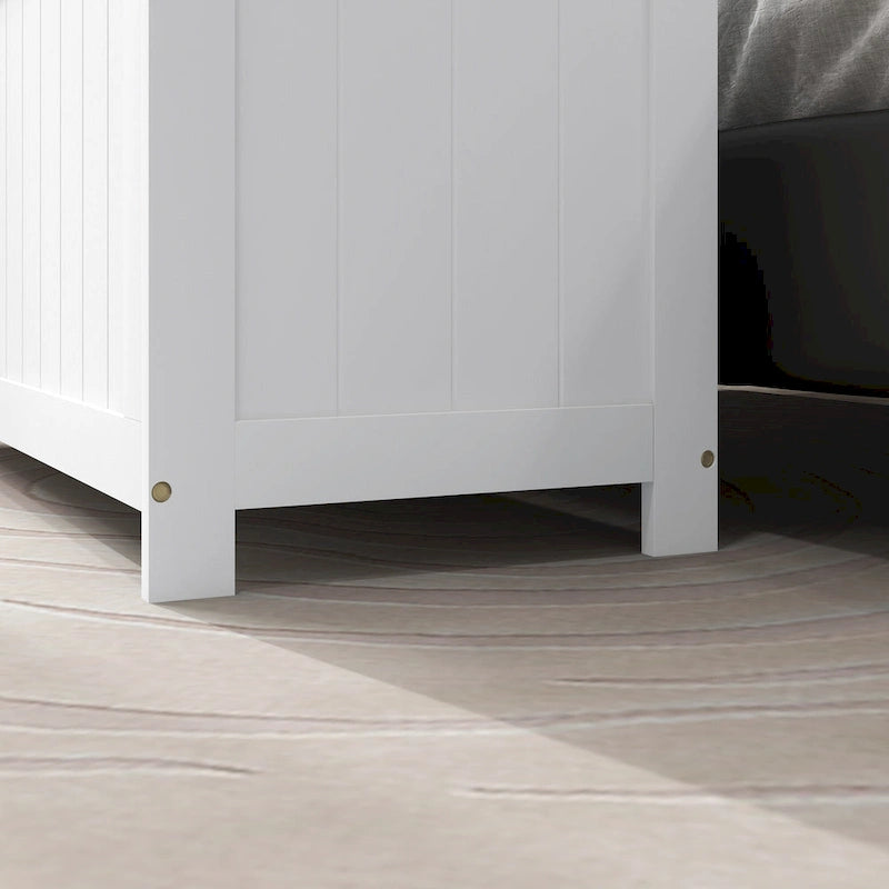 HOMCOM Coffre de rangement, Caisse en bois avec 2 charnières de sécurité et poignées découpées, Coffre de rangement moderne pour salon, entrée
