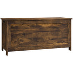 HOMCOM Coffre de rangement, Caisse en bois avec 2 charnières de sécurité et poignées découpées, Coffre de rangement moderne pour salon, entrée