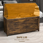 HOMCOM Coffre de rangement, Caisse en bois avec 2 charnières de sécurité et poignées découpées, Coffre de rangement moderne pour salon, entrée