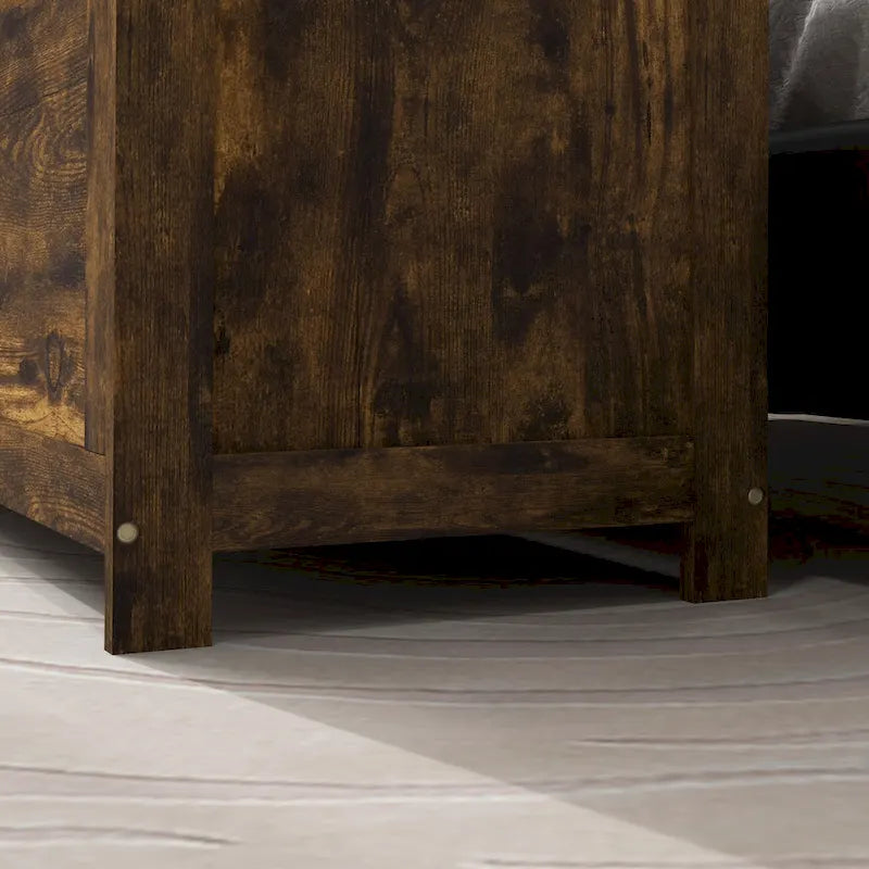 HOMCOM Coffre de rangement, Caisse en bois avec 2 charnières de sécurité et poignées découpées, Coffre de rangement moderne pour salon, entrée